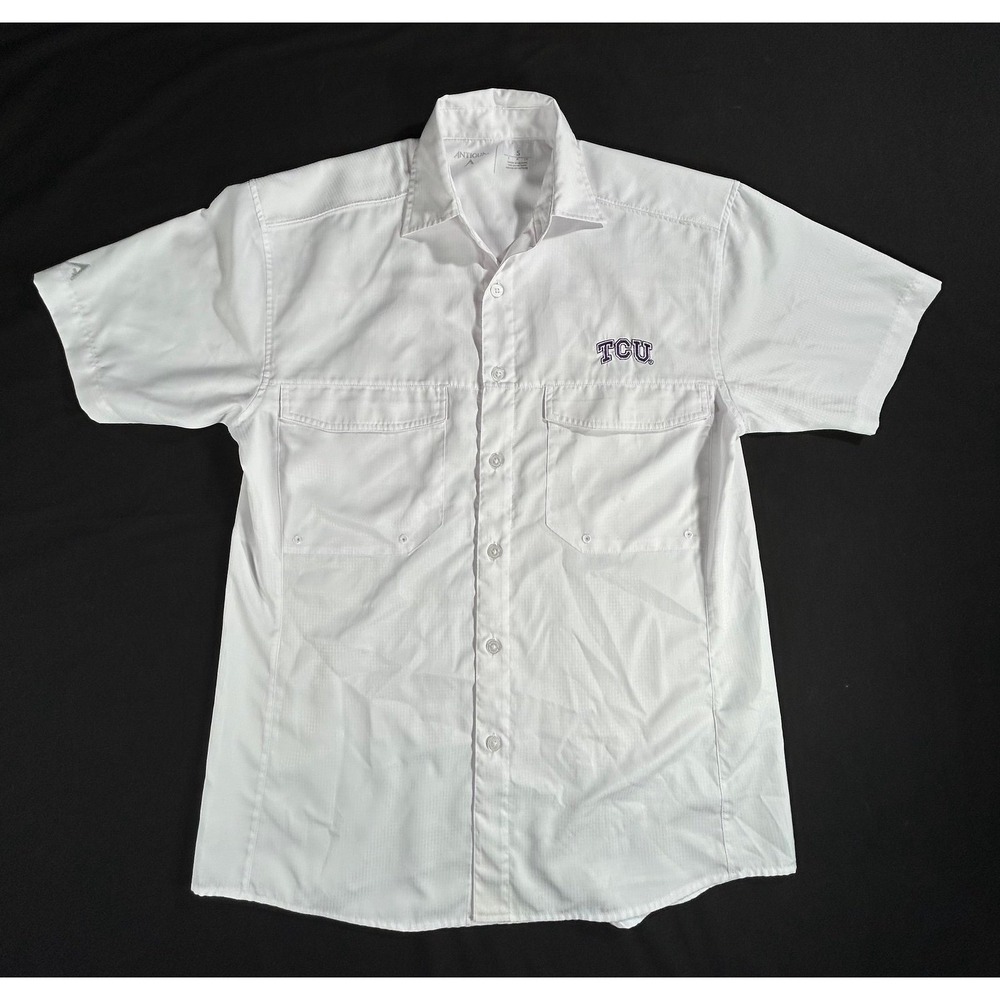 Antigua Texas Christian University Button Up Short Sleeve Shirt Men's‎ Small